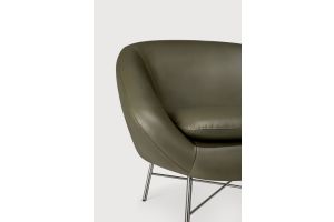ETHNICRAFT BARROW LOUNGE CHAIR - GREEN LEATHER 20158 STEEL LEGS