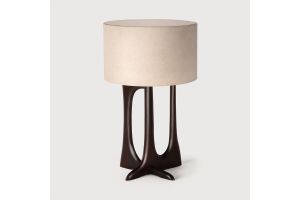 FLOW TABLE LAMP ETHNICRAFT 26970 VARNISHED MAHOGANY - ROSE BROWN - BEIGE FABRIC - 32 x 32 x 53 CM