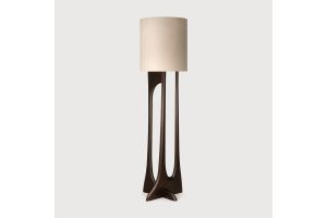 FLOW FLOORLAMP ETHNICRAFT 26971 VARNISHED MAHOGANY - ROSE BROWN BEIGE FABRIC 50 x 48 x 176 CM