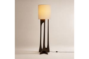 FLOW FLOORLAMP ETHNICRAFT 26971 VARNISHED MAHOGANY - ROSE BROWN BEIGE FABRIC 50 x 48 x 176 CM