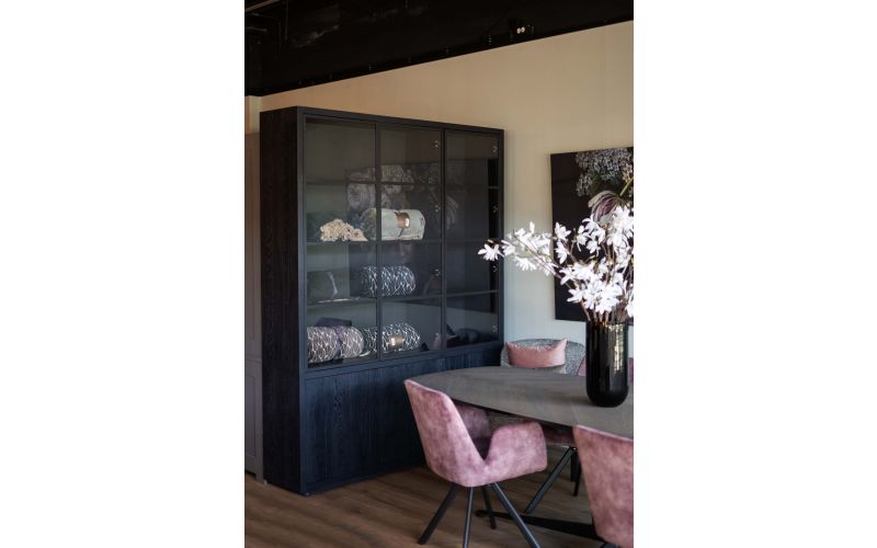 EGK092 Glaskast eiken rustiek PUUR/DUNE 3drs eiken/ 3drs metaal (230x183x40 cm) 