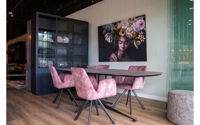 EGK092 Glaskast eiken rustiek PUUR/DUNE 3drs eiken/ 3drs metaal (230x183x40 cm) 