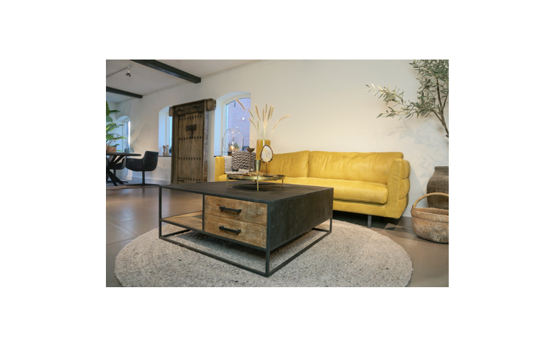 STEEL Coffee Table met 2 lades 100 x 100 x 40 cm
100 x 100 x 40 cm