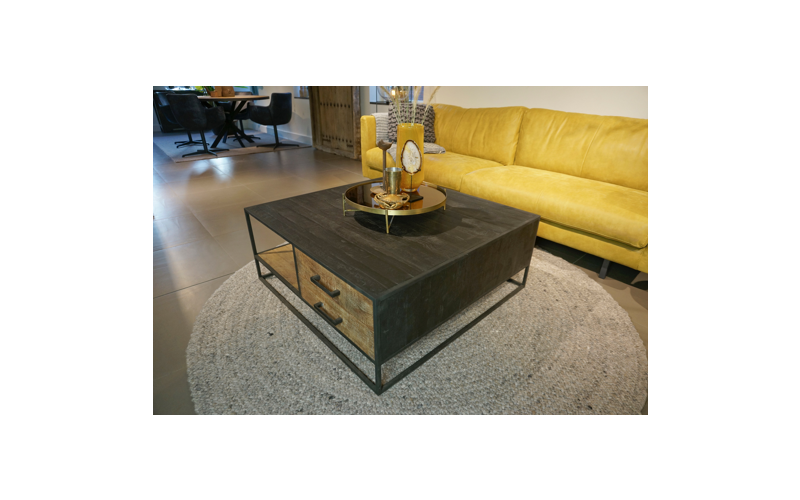 STEEL Coffee Table met 2 lades 100 x 100 x 40 cm
100 x 100 x 40 cm