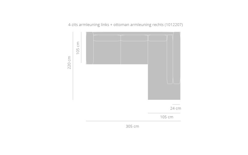 Sunny Ibiza 4-zits armleuning rechts + ottoman Links (305 x 220 cm)
