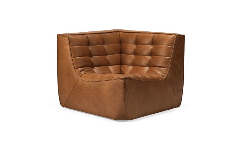 ETHNICRAFT N701 SOFA-CORNER-OLD SADDLE 91x91x76