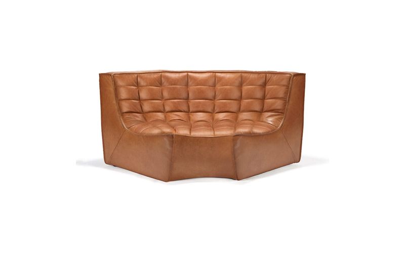 ETHNICRAFT N701 SOFA-ROUND CORNER-OLD SADDLE 120