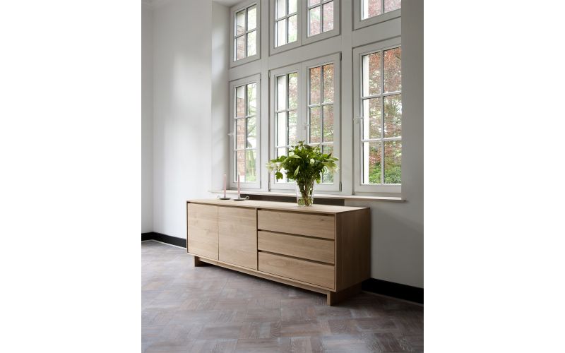 ETHNICRAFT OAK WAVE SIDEBOARD 2 DOORS & 3 DRAWERS 205x46x77 51451