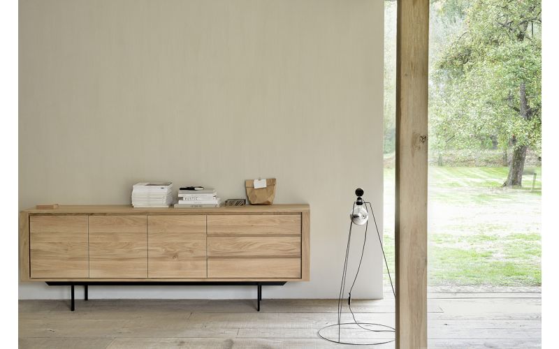 ETHNICRAFT OAK SHADOW SIDEBOARD 3 DOORS-3 DRAWERS 224x45x80 WITH BLACK METAL LEGS 51386