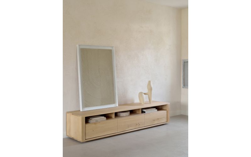 ETHNICRAFT OAK SHADOW TV CUPBOARD-3 DRAWERS 210