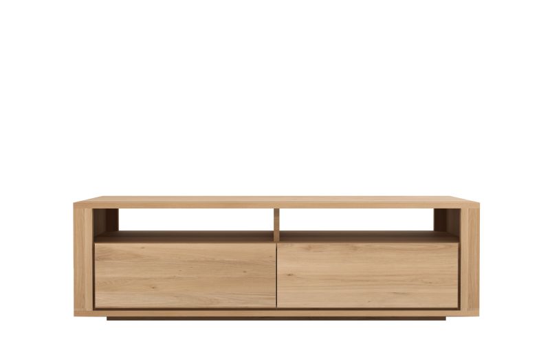 ETHNICRAFT OAK SHADOW TV CUPBOARD-2 DRAWERS 140