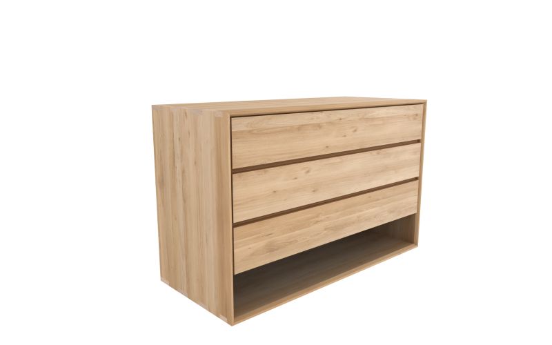 ETHNICRAFT OAK NORDIC CHEST OF DRAWERS - 3 DRAWERS