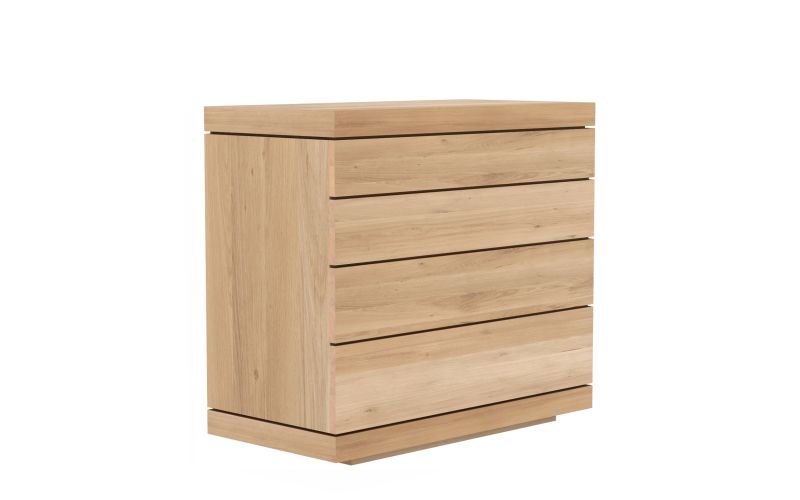 ETHNICRAFT OAK BURGER CHEST OF DRAWERS - 4 DRAWERS 100x50x90 51399
