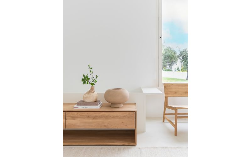 ETHNICRAFT OAK NORDIC TV CUPBOARD 1 DOOR-1 DRAWER 180x46x45 51440