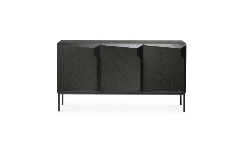 ETHNICRAFT BLACK OAK STAIRS SIDEBOARD-3 DOORS 150