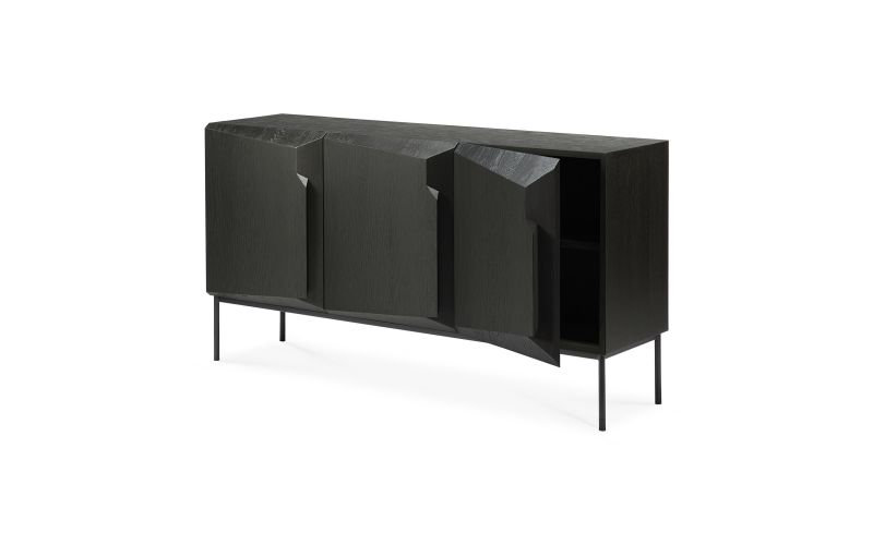 ETHNICRAFT BLACK OAK STAIRS SIDEBOARD-3 DOORS 150