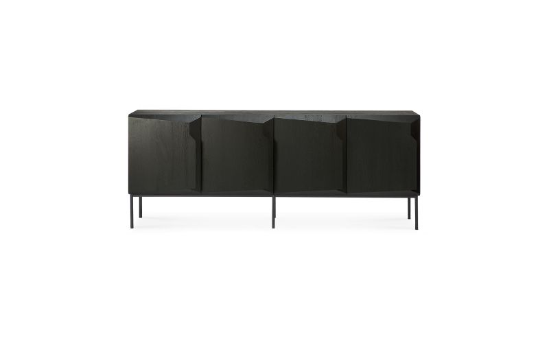 ETHNICRAFT BLACK OAK STAIRS SIDEBOARD-4 DOORS 200