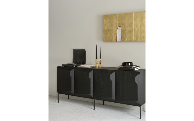 ETHNICRAFT BLACK OAK STAIRS SIDEBOARD-4 DOORS 200