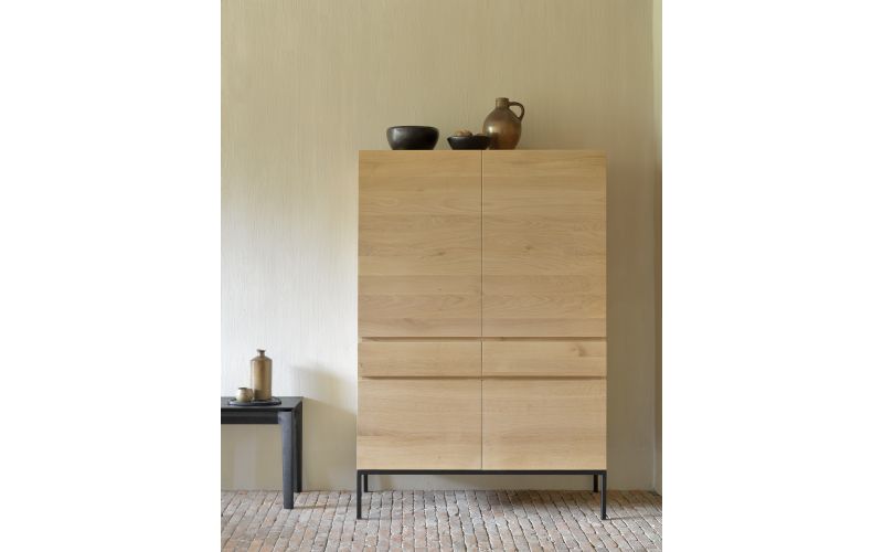 ETHNICRAFT OAK LIGNA CUPBOARD 4 DOORS-2 DRAWERS