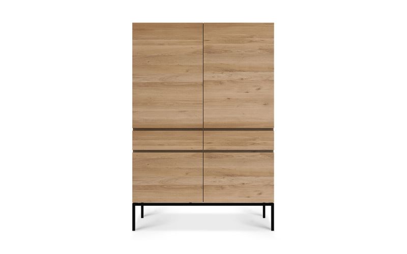 ETHNICRAFT OAK LIGNA CUPBOARD 4 DOORS-2 DRAWERS