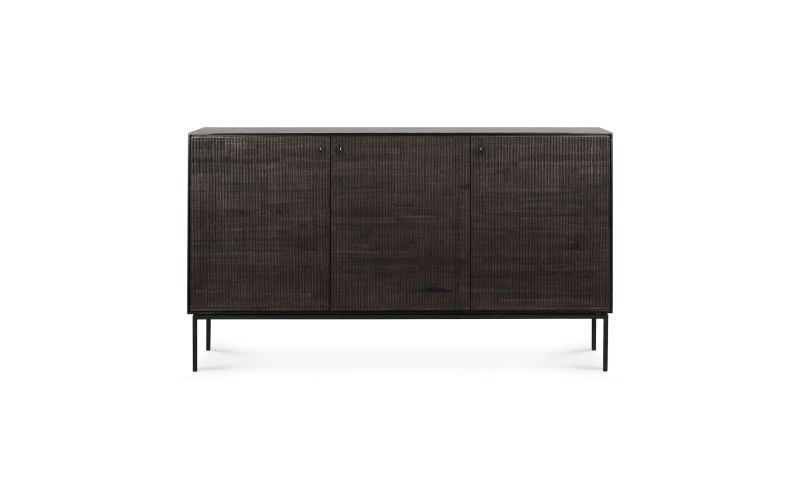 ETHNICRAFT DARK TEAK GROOVES SIDEBOARD-3 DOORS 