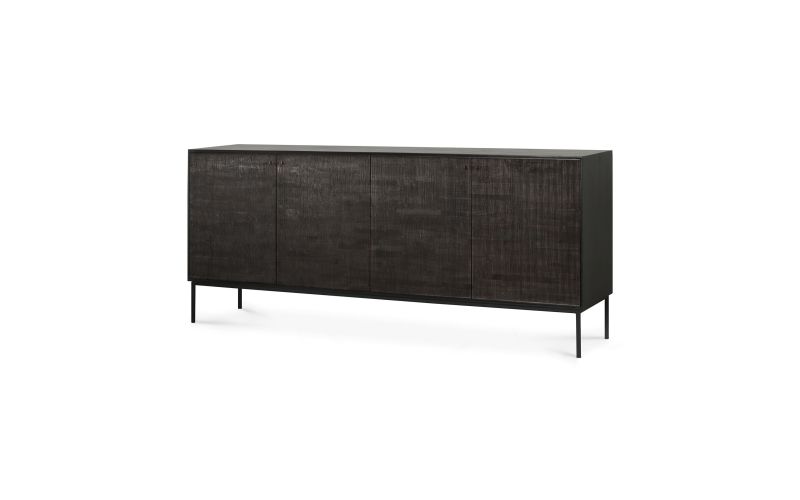 ETHNICRAFT DARK TEAK GROOVES SIDEBOARD-4 DOORS 