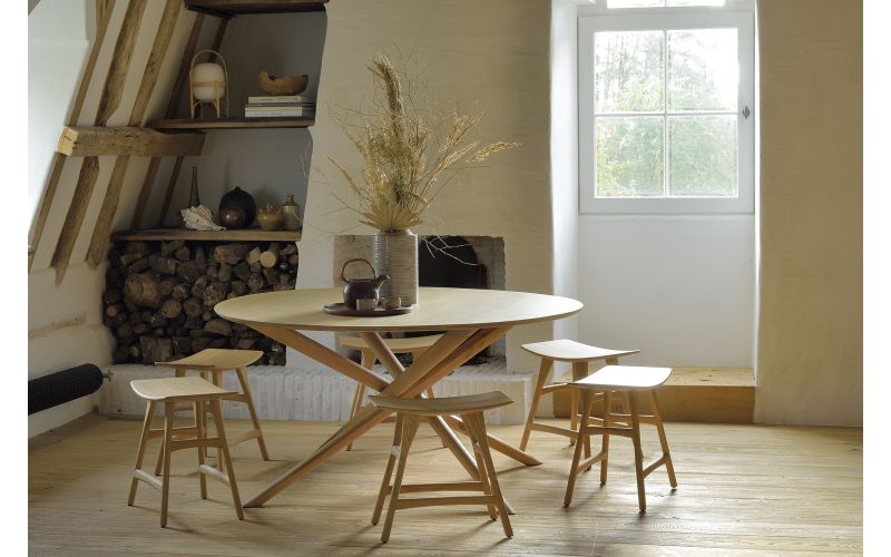 ETHNICRAFT OAK MIKADO ROUND DINING TABLE 150x150