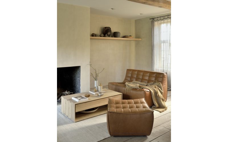 ETHNICRAFT OAK NORDIC COFFEE TABLE-1 DRAWER 120x70