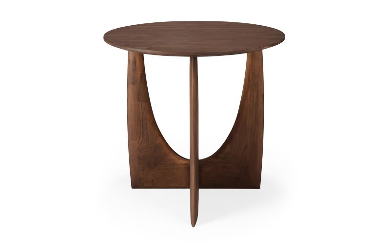 ETHNICRAFT TEAK BROWN GEOMETRIC SIDE TABLE 51x51