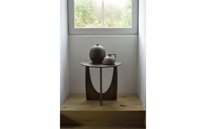 ETHNICRAFT TEAK BROWN GEOMETRIC SIDE TABLE 51x51