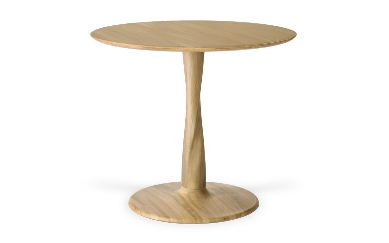 ETHNICRAFT OAK TORSION ROUND DINING TABLE 90x90x76