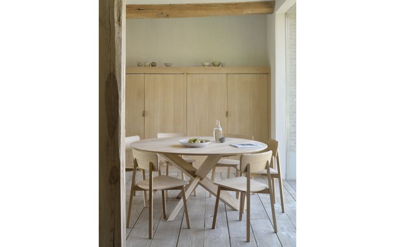 ETHNICRAFT OAK CIRCLE ROUND DINING TABLE 163x163