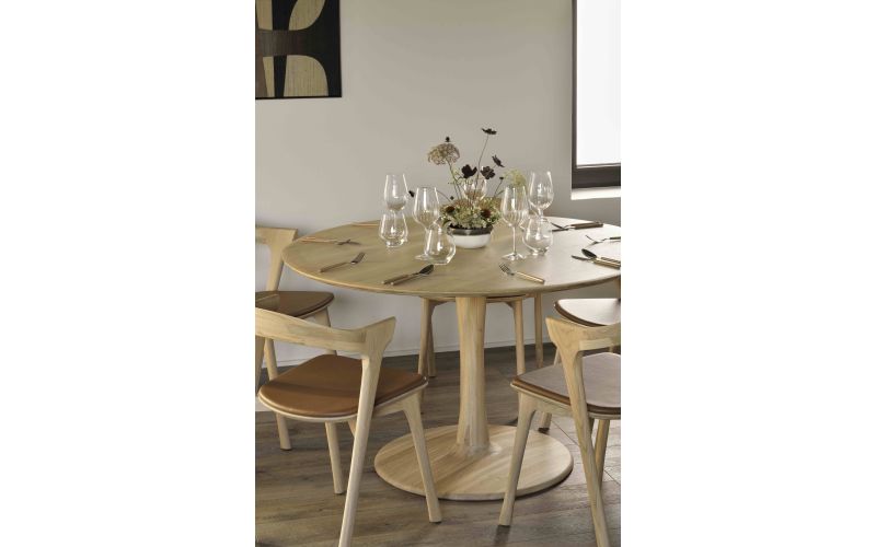 ETHNICRAFT OAK TORSION ROUND DINING TABLE 127x127