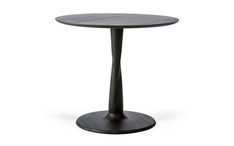 ETHNICRAFT BLACK OAK TORSION ROUND DINING TABLE 90