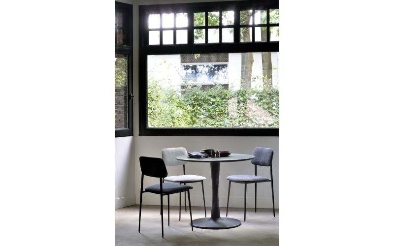 ETHNICRAFT BLACK OAK TORSION ROUND DINING TABLE 70