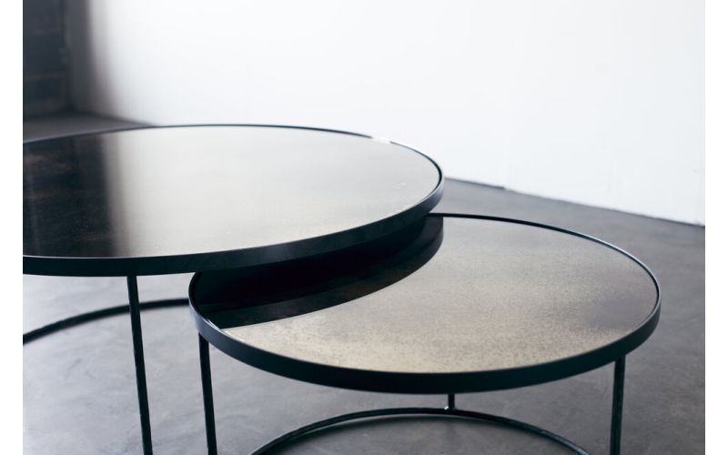 ETHNICRAFT NESTING COFFEE TABLE SET OF 2 - CLEAR 