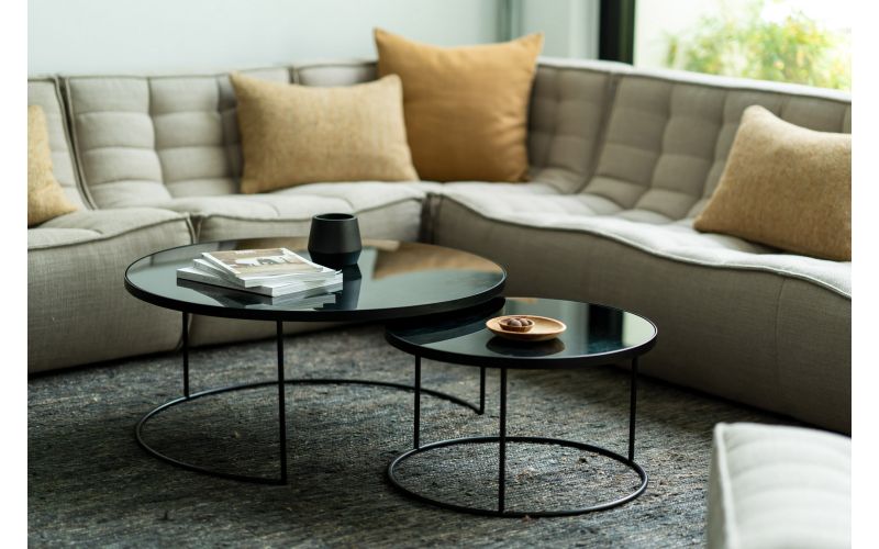 ETHNICRAFT NESTING COFFEE TABLE SET OF 2 -CHARCOAL