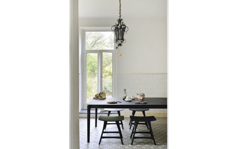 ETHNICRAFT BLACK OAK BOK DINING TABLE 140x80x76