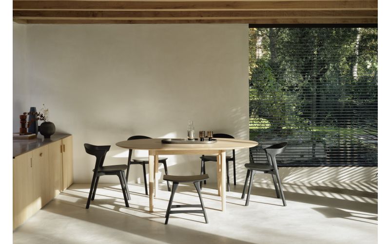 ETHNICRAFT OAK BOK ROND UITSCHUIFTAFEL 129-179x129