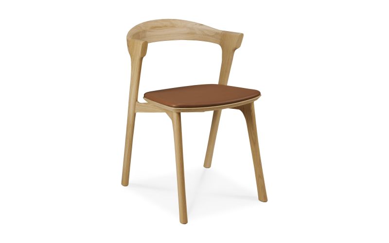 ETHNICRAFT OAK BOK DINING CHAIR - COGNAC LEATHER