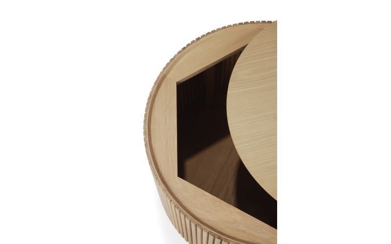 ROLLER MAX COFFEE TABLE - OAK - ROUND - REMOVABLE COVER 60 X 60 X 37 50045