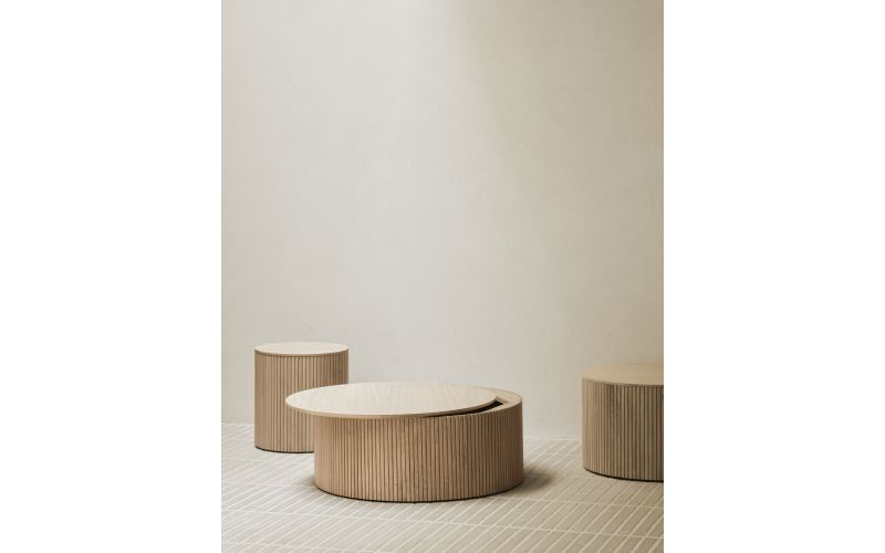 ROLLER MAX COFFEE TABLE - OAK - ROUND - REMOVABLE COVER 80 X 80 X 32 50046