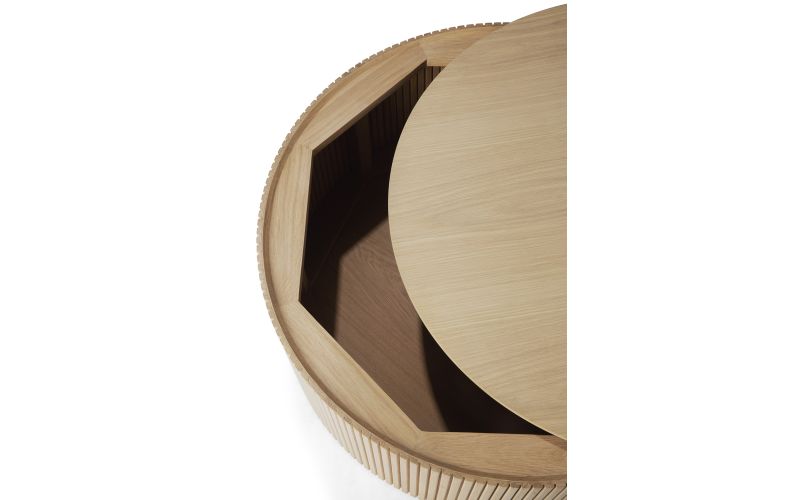 ROLLER MAX COFFEE TABLE - OAK - ROUND - REMOVABLE COVER 80 X 80 X 32 50046