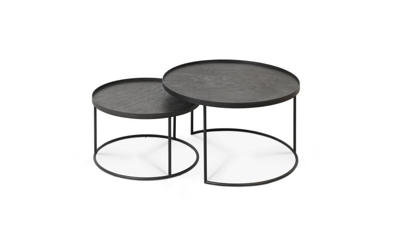  ETHNICRAFT TRAY ROUND COFFEE TABLE SET 62x62x31