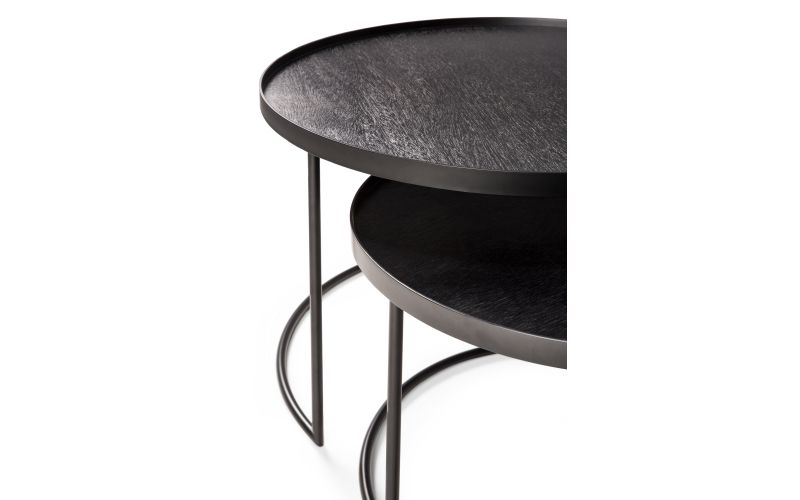  ETHNICRAFT TRAY ROUND COFFEE TABLE SET 62x62x31