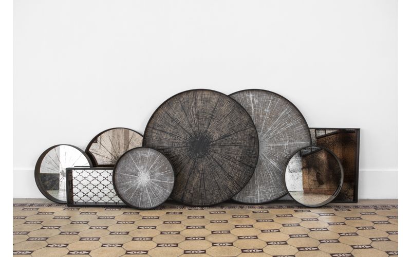  ETHNICRAFT BLACK SLICE WOODEN TRAY XL ROUND