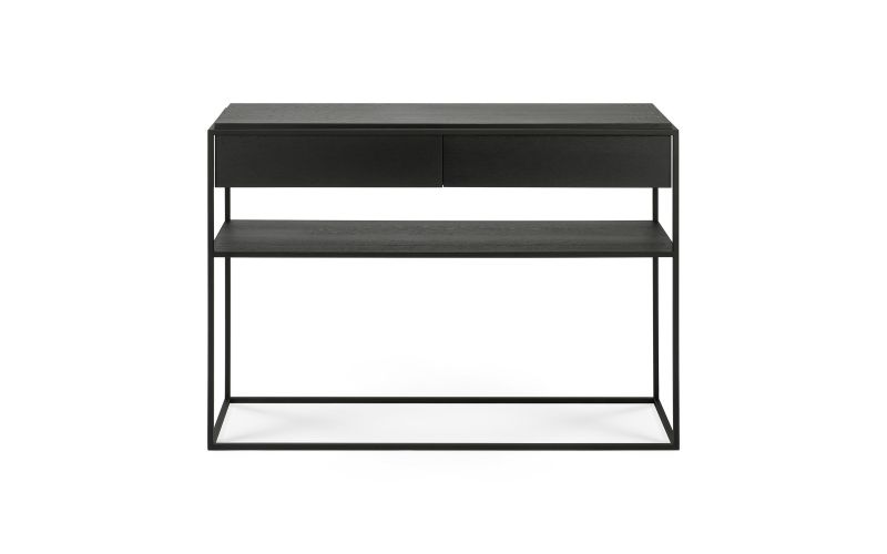 ETHNICRAFT BLACK OAK MONOLIT CONSOLE - 2 DRAWERS