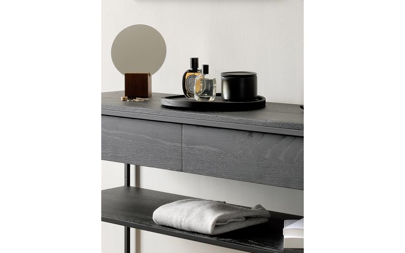 ETHNICRAFT BLACK OAK MONOLIT CONSOLE - 2 DRAWERS