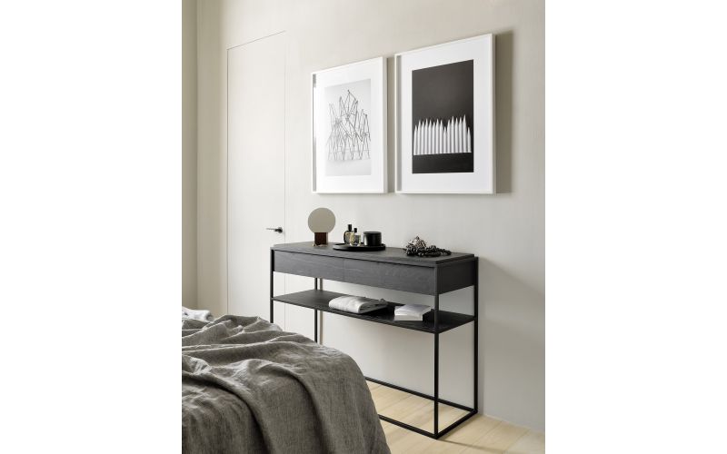 ETHNICRAFT BLACK OAK MONOLIT CONSOLE - 2 DRAWERS