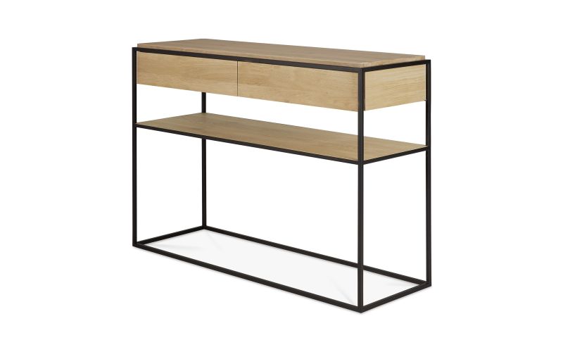 ETHNICRAFT OAK MONOLIT CONSOLE 2 DRAWERS 122x40x85